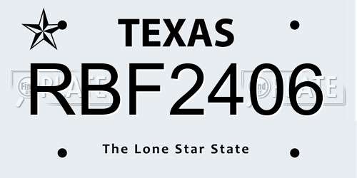 RBF2406 Texas License Plate