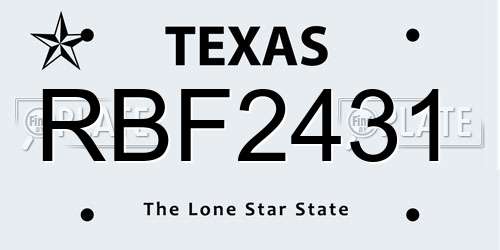 RBF2431 Texas License Plate