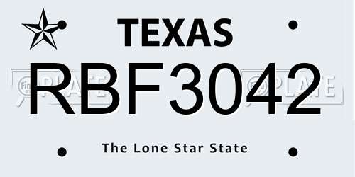RBF3042 Texas License Plate