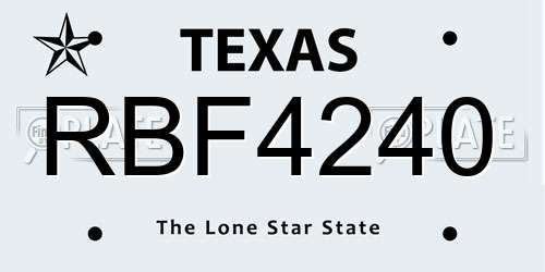 RBF4240 Texas License Plate