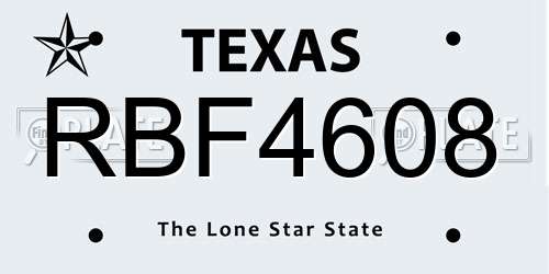 RBF4608 Texas License Plate