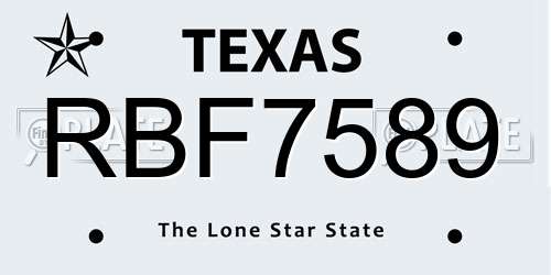 RBF7589 Texas License Plate