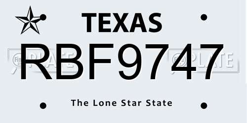 RBF9747 Texas License Plate