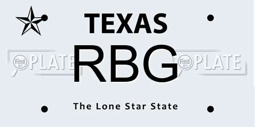 RBG Texas License Plate