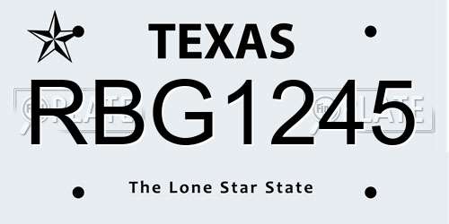 RBG1245 Texas License Plate