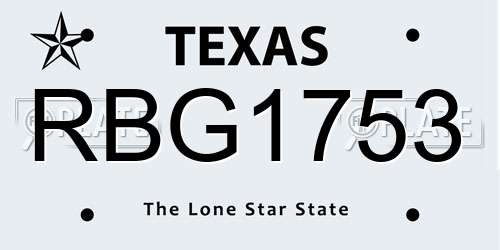 RBG1753 Texas License Plate