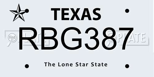 RBG387 Texas License Plate