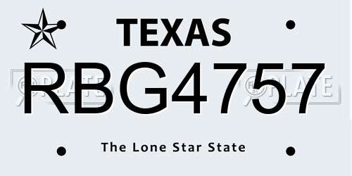 RBG4757 Texas License Plate