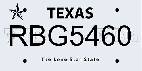 RBG5460 Texas License Plate