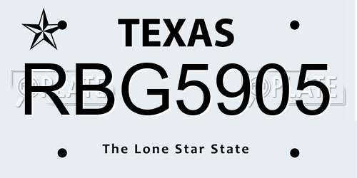 RBG5905 Texas License Plate