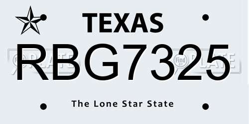 RBG7325 Texas License Plate