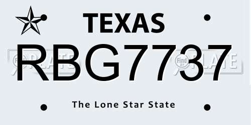 RBG7737 Texas License Plate