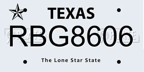 RBG8606 Texas License Plate