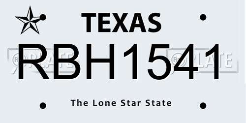 RBH1541 Texas License Plate