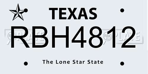 RBH4812 Texas License Plate