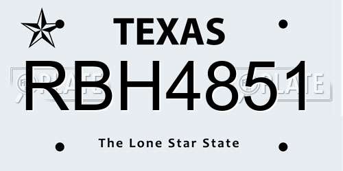 RBH4851 Texas License Plate