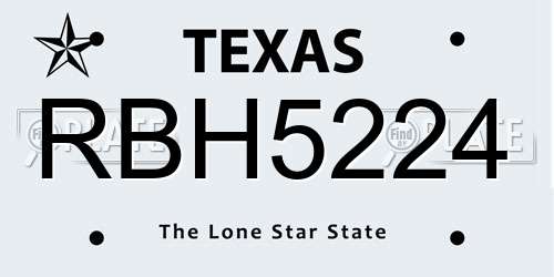 RBH5224 Texas License Plate
