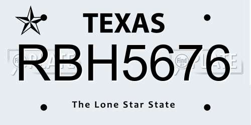 RBH5676 Texas License Plate