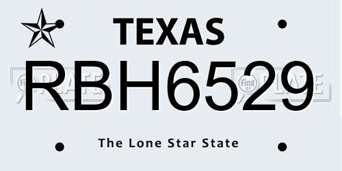 RBH6529 Texas License Plate