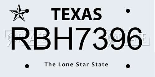 RBH7396 Texas License Plate