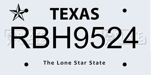 RBH9524 Texas License Plate