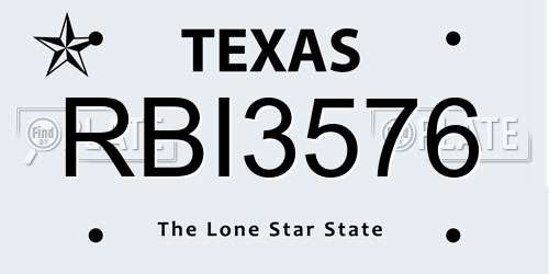 RBI3576 Texas License Plate