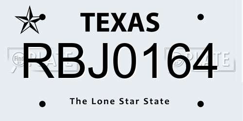 RBJ0164 Texas License Plate