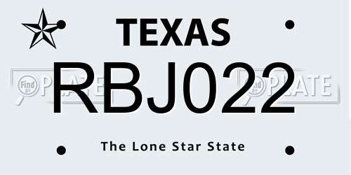 RBJ022 Texas License Plate