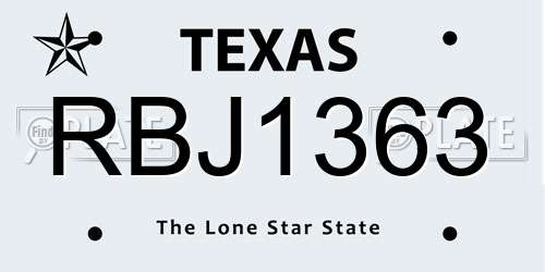RBJ1363 Texas License Plate