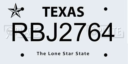 RBJ2764 Texas License Plate