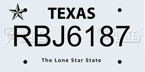 RBJ6187 Texas License Plate