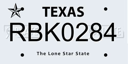 RBK0284 Texas License Plate
