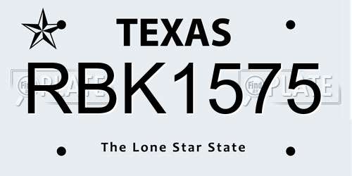 RBK1575 Texas License Plate