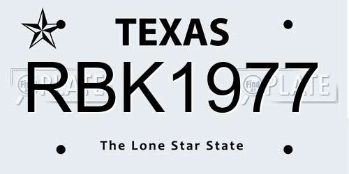 RBK1977 Texas License Plate