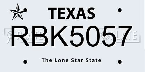 RBK5057 Texas License Plate