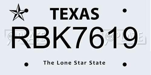 RBK7619 Texas License Plate
