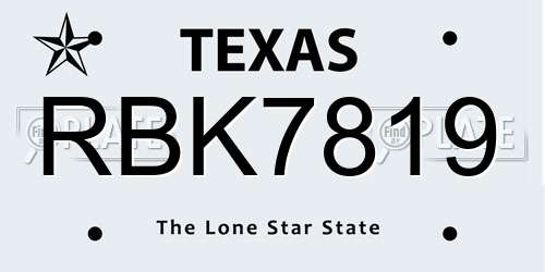 RBK7819 Texas License Plate