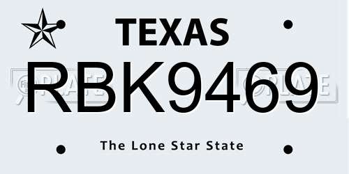 RBK9469 Texas License Plate