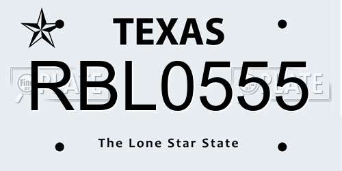RBL0555 Texas License Plate