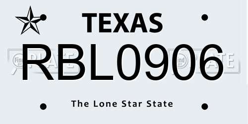 RBL0906 Texas License Plate