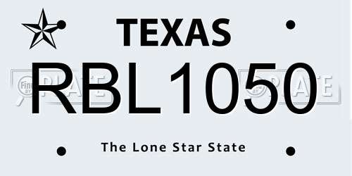 RBL1050 Texas License Plate