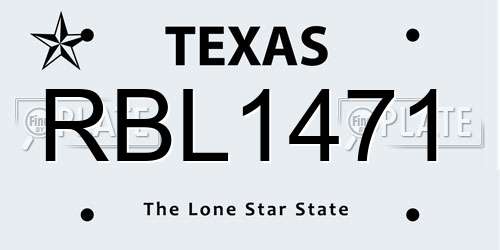 RBL1471 Texas License Plate