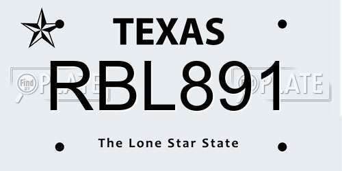 RBL891 Texas License Plate