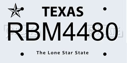 RBM4480 Texas License Plate