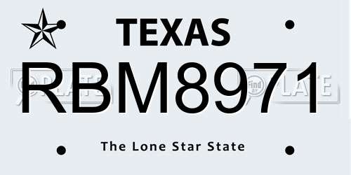 RBM8971 Texas License Plate