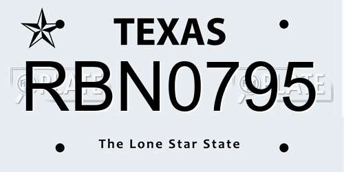 RBN0795 Texas License Plate