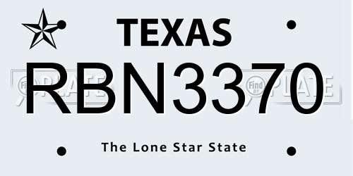 RBN3370 Texas License Plate