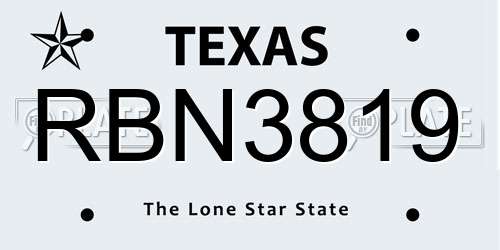 RBN3819 Texas License Plate