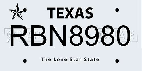 RBN8980 Texas License Plate