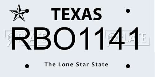 RBO1141 Texas License Plate